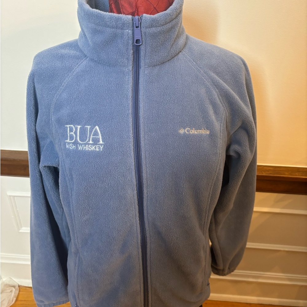 Columbia Blue Fleece Jacket with Stand-Up Collar